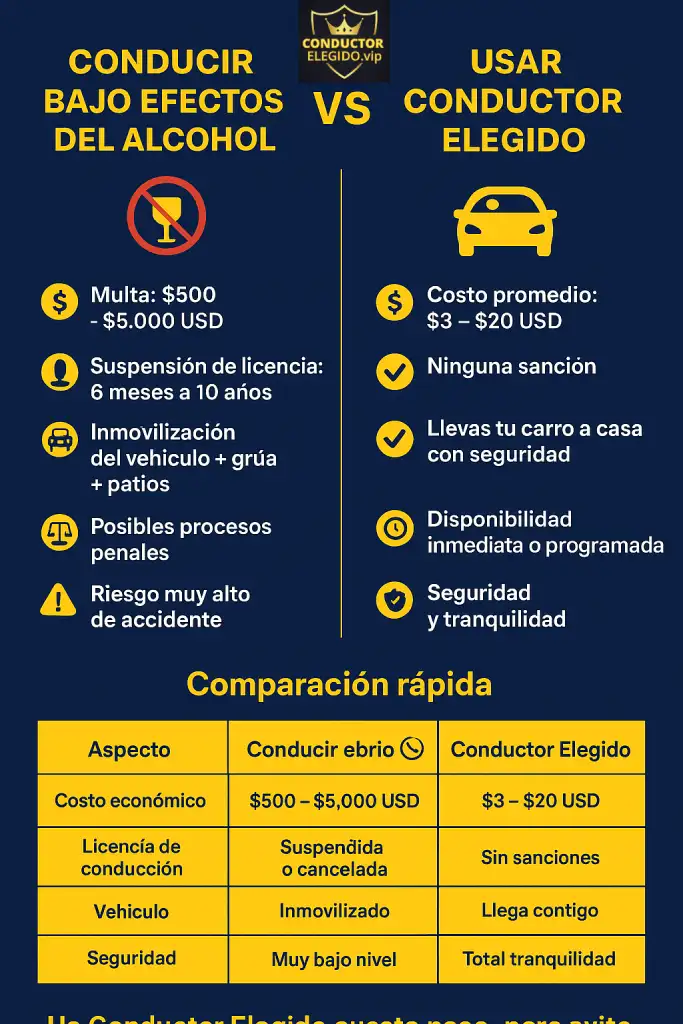 El alto costo de las multas por conducir bajo los efectos del alcohol y la alternativa del Conductor Elegido